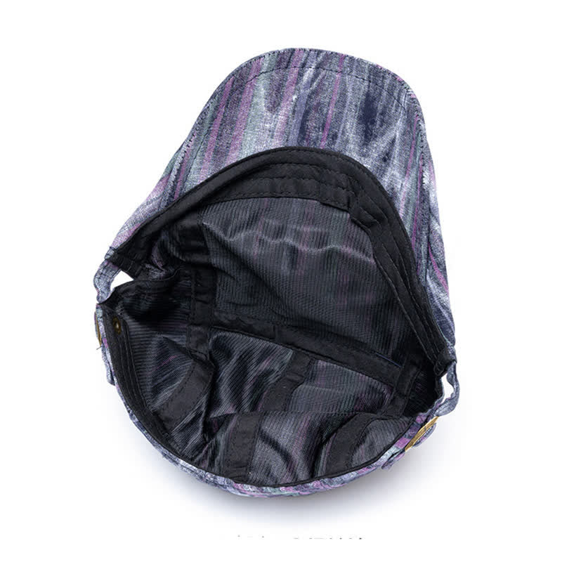 Striped Tie-dyed Graffiti Street Party Newsboy Beret Hat - Image 7