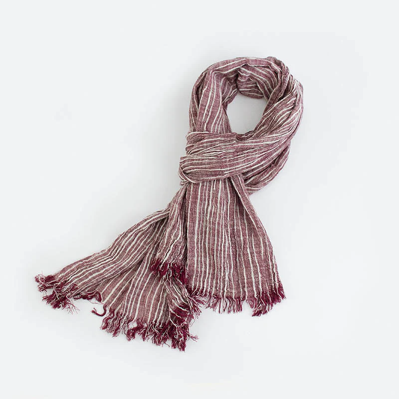 Stripes Pattern White Lines Wrinkle Lightweight Thin Scarf - Image 6