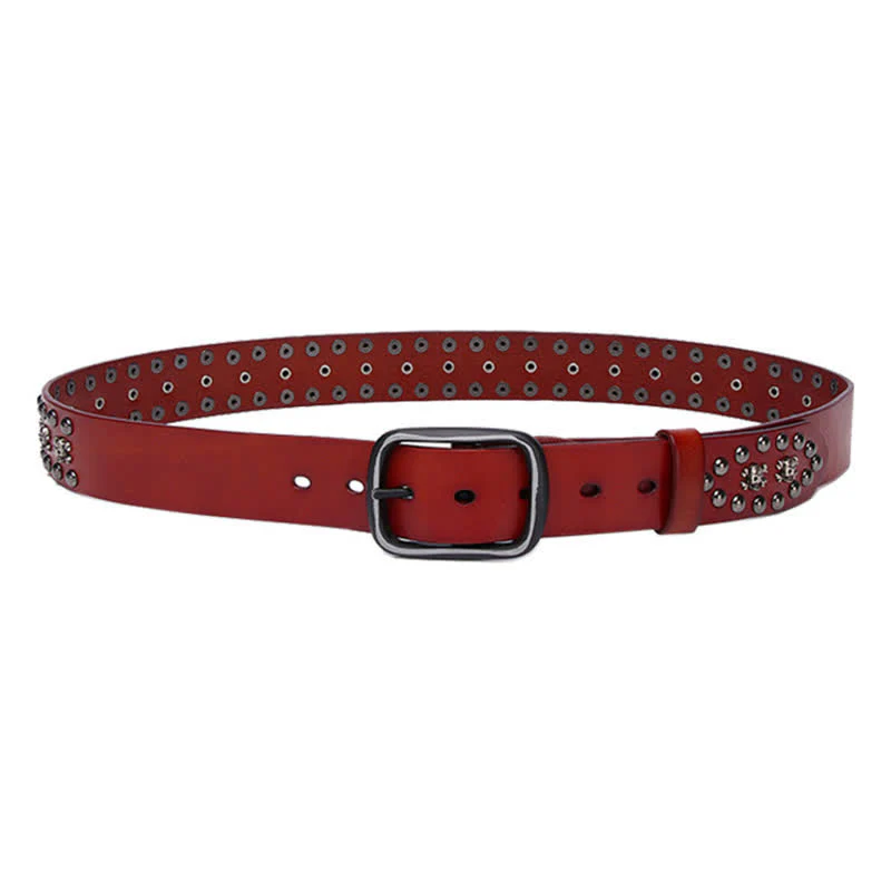 Studded Gothic MIni Skull Rivets Leather Belt - Image 16