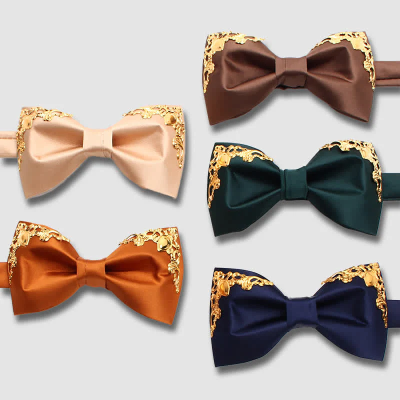 Styilsh Gilded Accent Wedding Bow Tie - Image 5