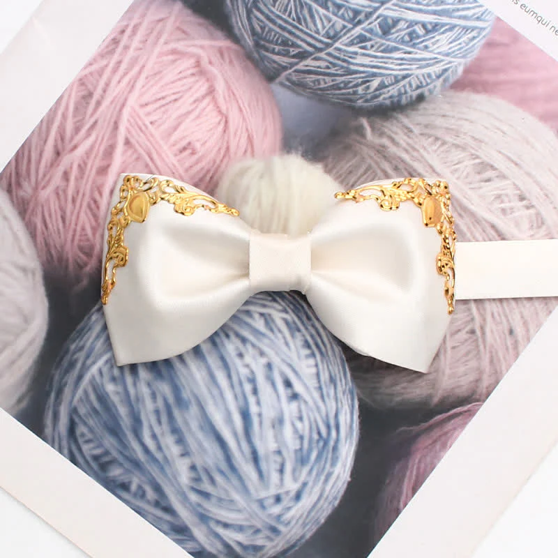 Styilsh Gilded Accent Wedding Bow Tie - Image 6