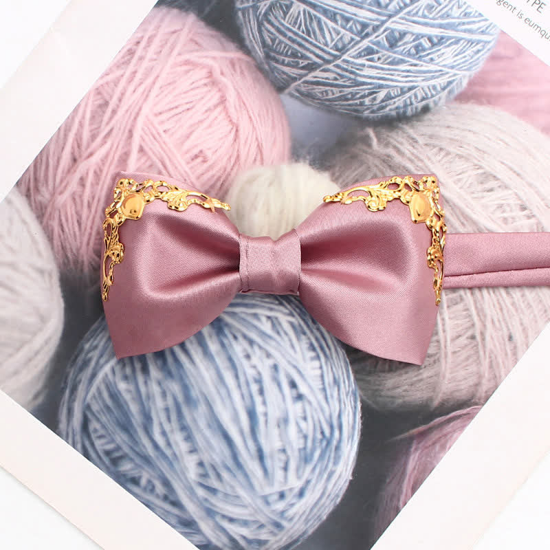 Styilsh Gilded Accent Wedding Bow Tie - Image 8