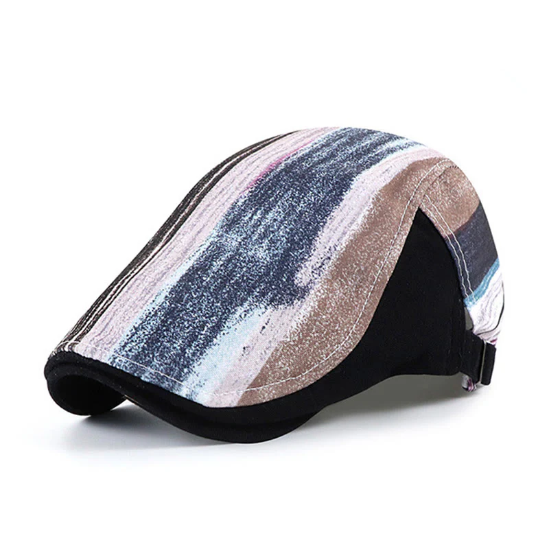 Stylish Abstract Striped Pattern Flat Top Beret Hat