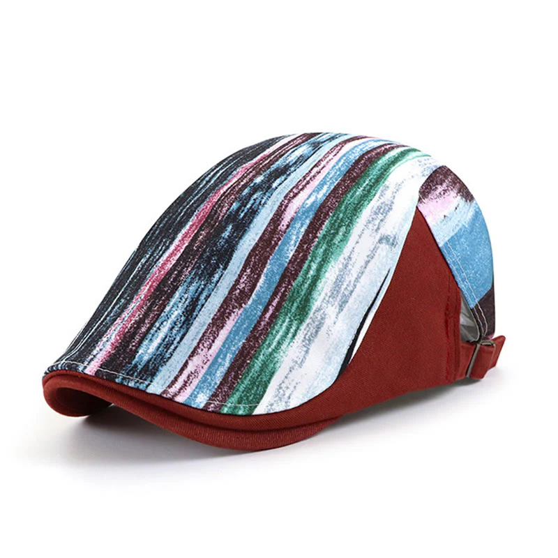Stylish Abstract Striped Pattern Flat Top Beret Hat - Image 6