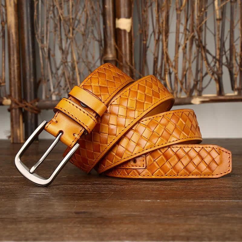 Stylish Braided Copper Buckle Cowskin Leather Belt - Image 10