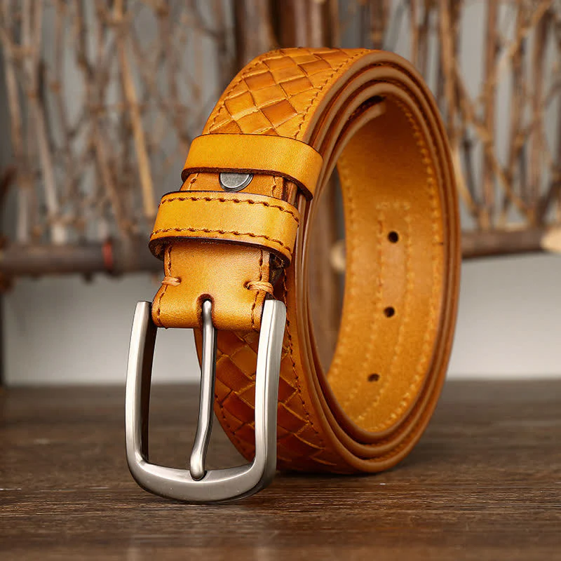 Stylish Braided Copper Buckle Cowskin Leather Belt - Image 11