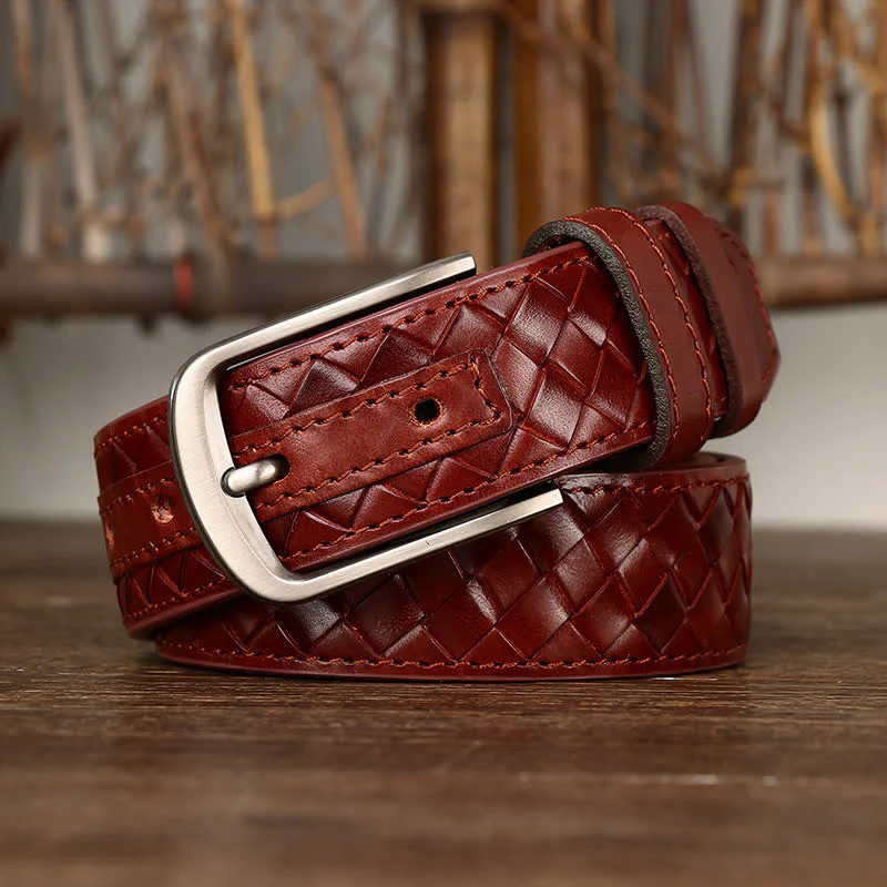Stylish Braided Copper Buckle Cowskin Leather Belt - Image 12