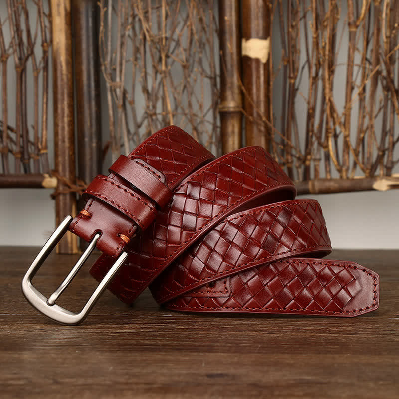 Stylish Braided Copper Buckle Cowskin Leather Belt - Image 13