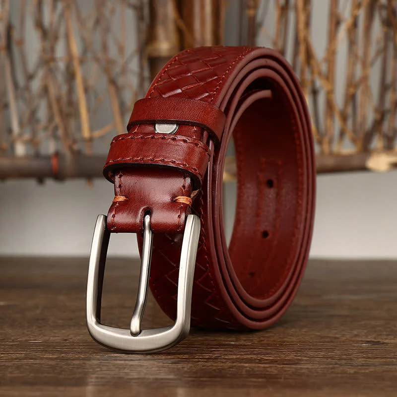 Stylish Braided Copper Buckle Cowskin Leather Belt - Image 14