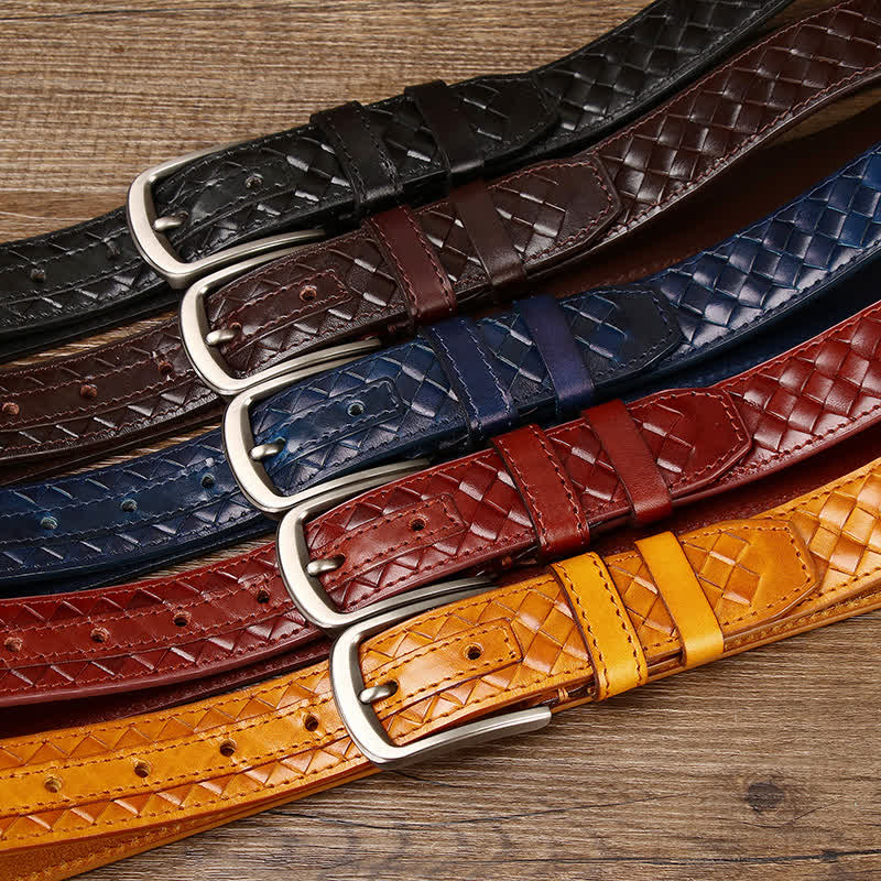 Stylish Braided Copper Buckle Cowskin Leather Belt - Image 2