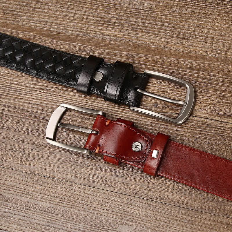 Stylish Braided Copper Buckle Cowskin Leather Belt - Image 3