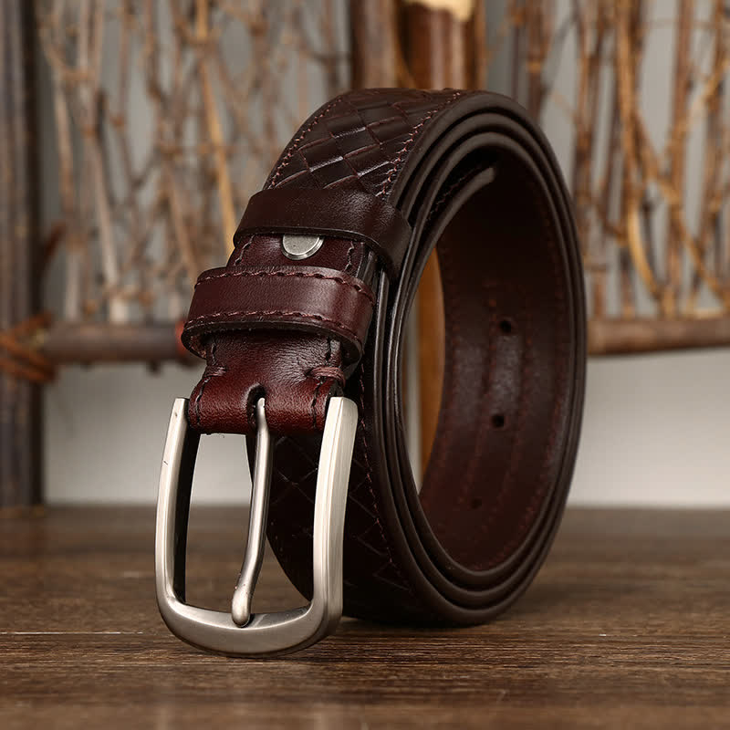 Stylish Braided Copper Buckle Cowskin Leather Belt - Image 5
