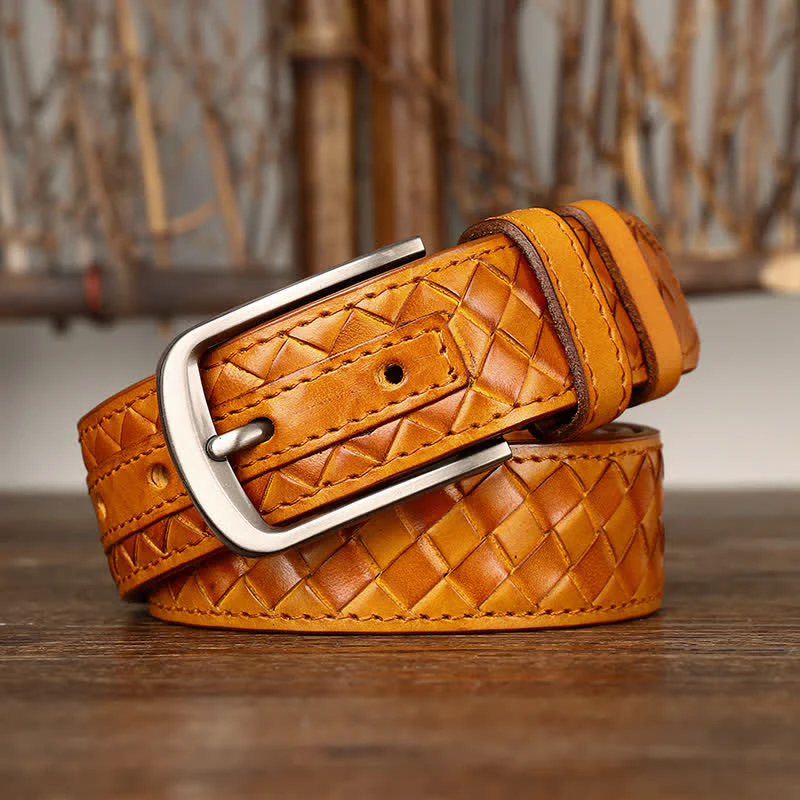 Stylish Braided Copper Buckle Cowskin Leather Belt - Image 9