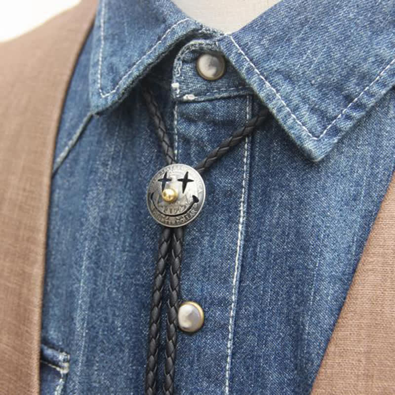 Stylish Clown Smile Face Coin Bolo Tie - Image 2