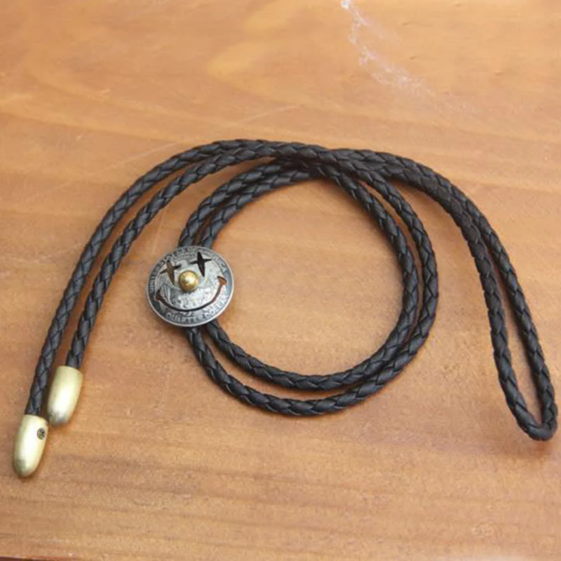 Stylish Clown Smile Face Coin Bolo Tie - Image 4