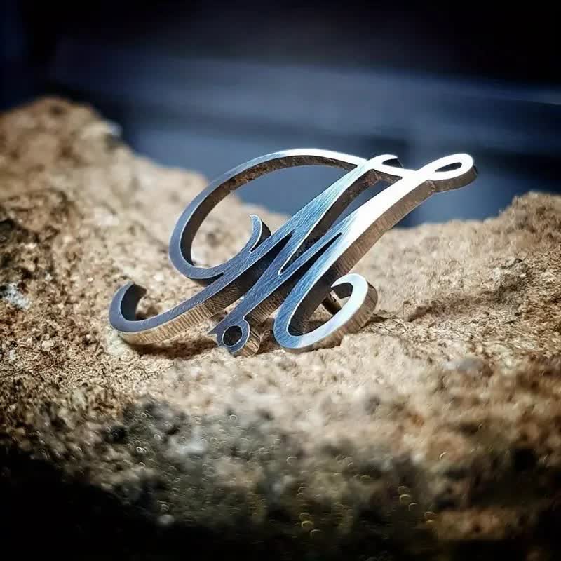 Stylish Custom Initial Letters Brooch with Chain - Image 5