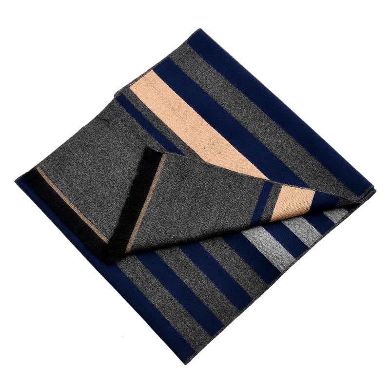 Stylish Double-Sided Striped Pattern Warm Scarf - Image 3