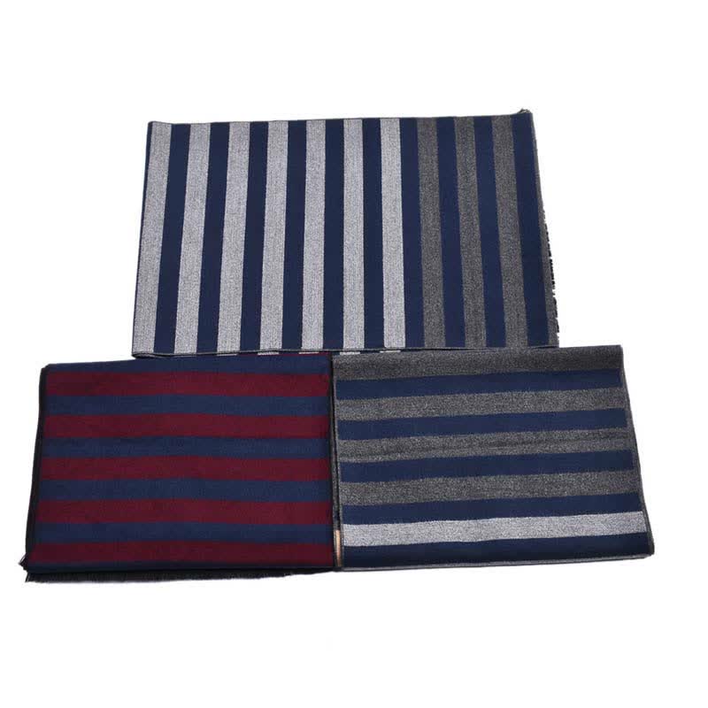 Stylish Double-Sided Striped Pattern Warm Scarf - Image 7