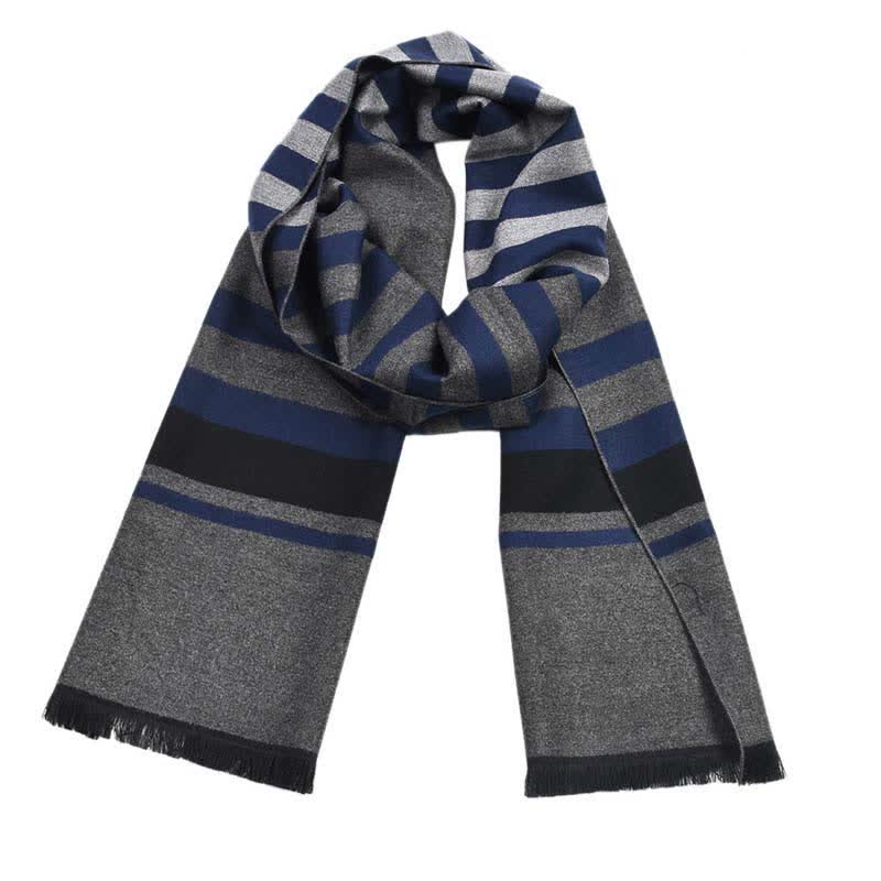 Stylish Double-Sided Striped Pattern Warm Scarf - Image 8