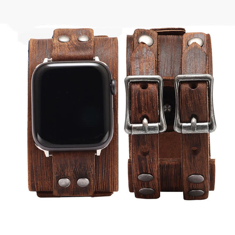 Stylish Double Strap Genuine Leather Watch Band - Image 5