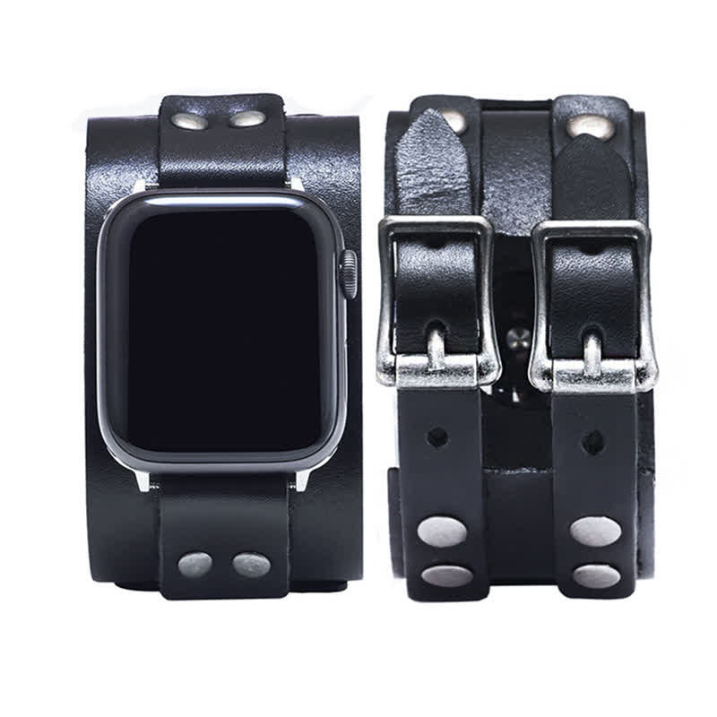 Stylish Double Strap Genuine Leather Watch Band - Image 9