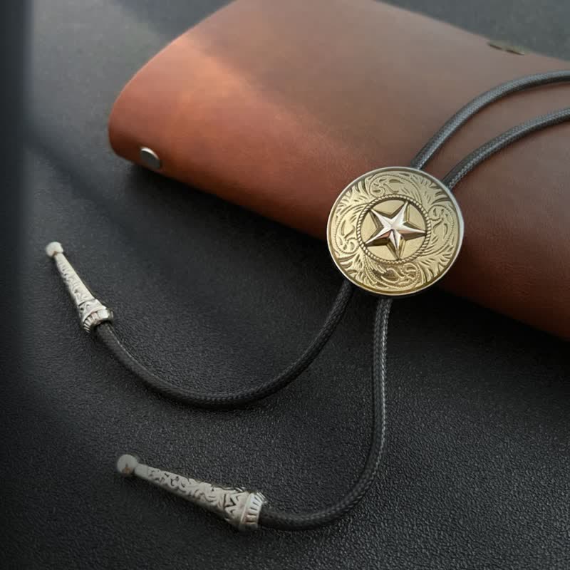 Stylish Five-Pointed Star Blue Glaze Bolo Tie - Image 8