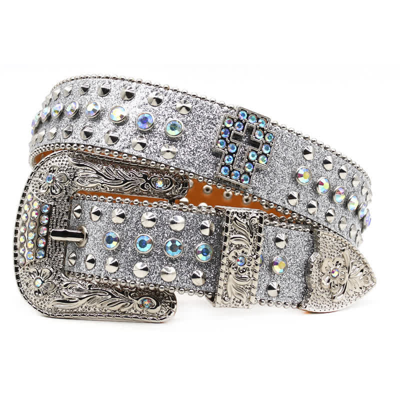 Stylish Gothic Cross Rhinestone Studded Leather Belt - Image 12