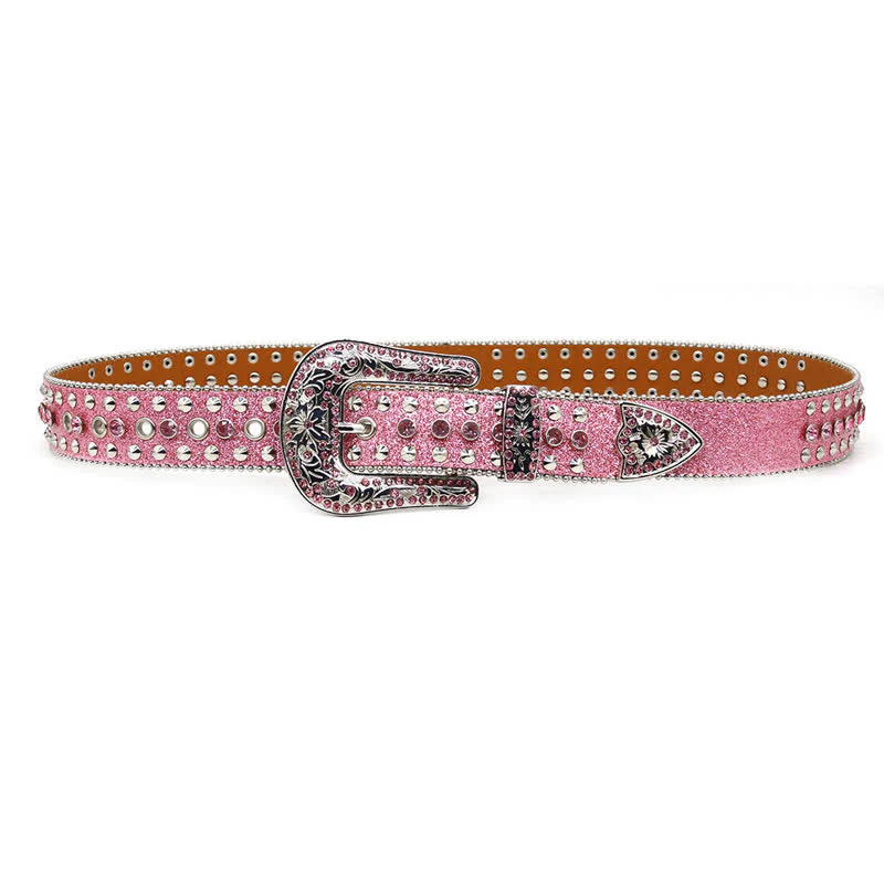 Stylish Gothic Cross Rhinestone Studded Leather Belt - Image 3