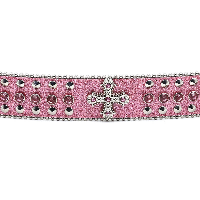 Stylish Gothic Cross Rhinestone Studded Leather Belt - Image 5