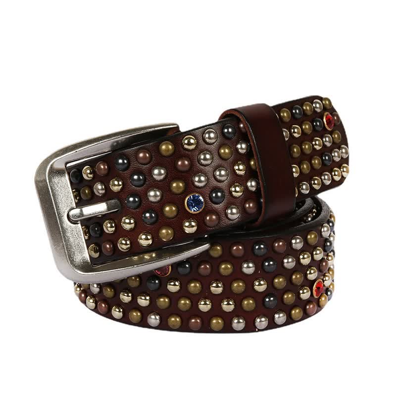 Stylish Nailheads Rhinestone Studded Rivet Leather Belt - Image 10