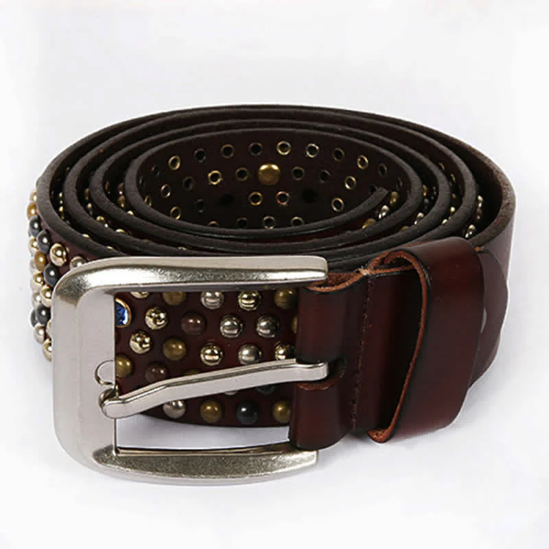 Stylish Nailheads Rhinestone Studded Rivet Leather Belt - Image 13