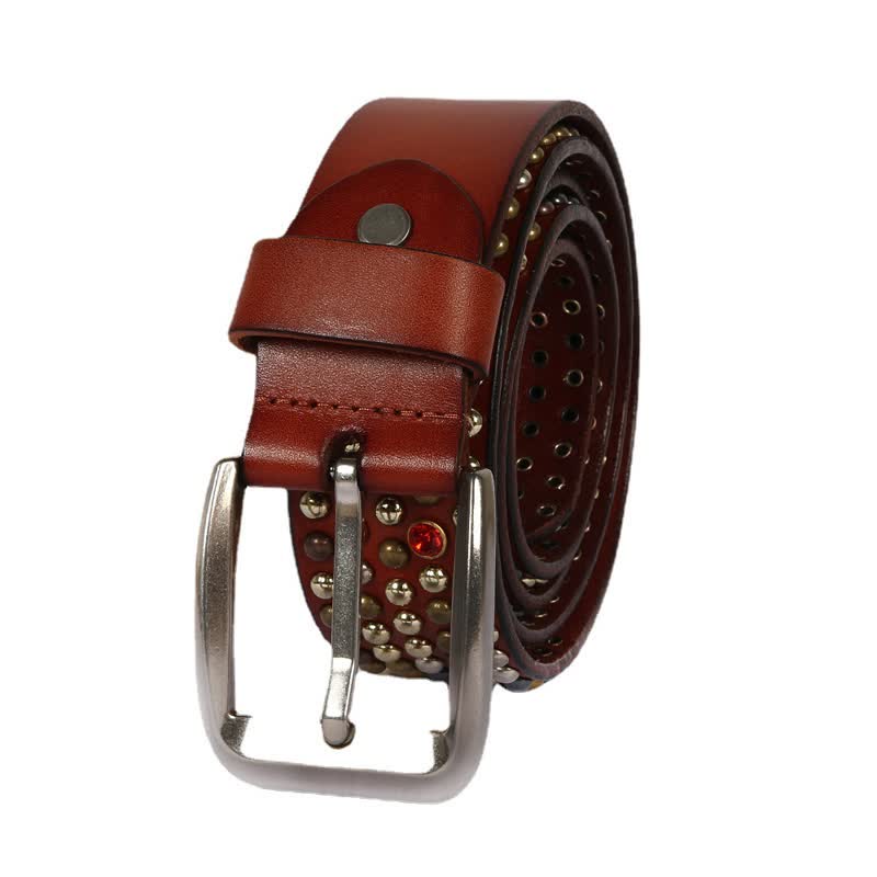 Stylish Nailheads Rhinestone Studded Rivet Leather Belt - Image 15