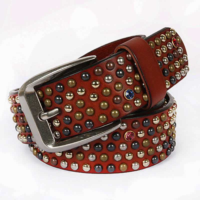 Stylish Nailheads Rhinestone Studded Rivet Leather Belt - Image 16