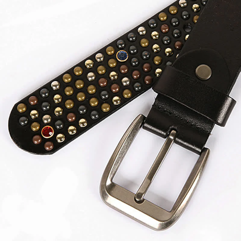 Stylish Nailheads Rhinestone Studded Rivet Leather Belt - Image 7