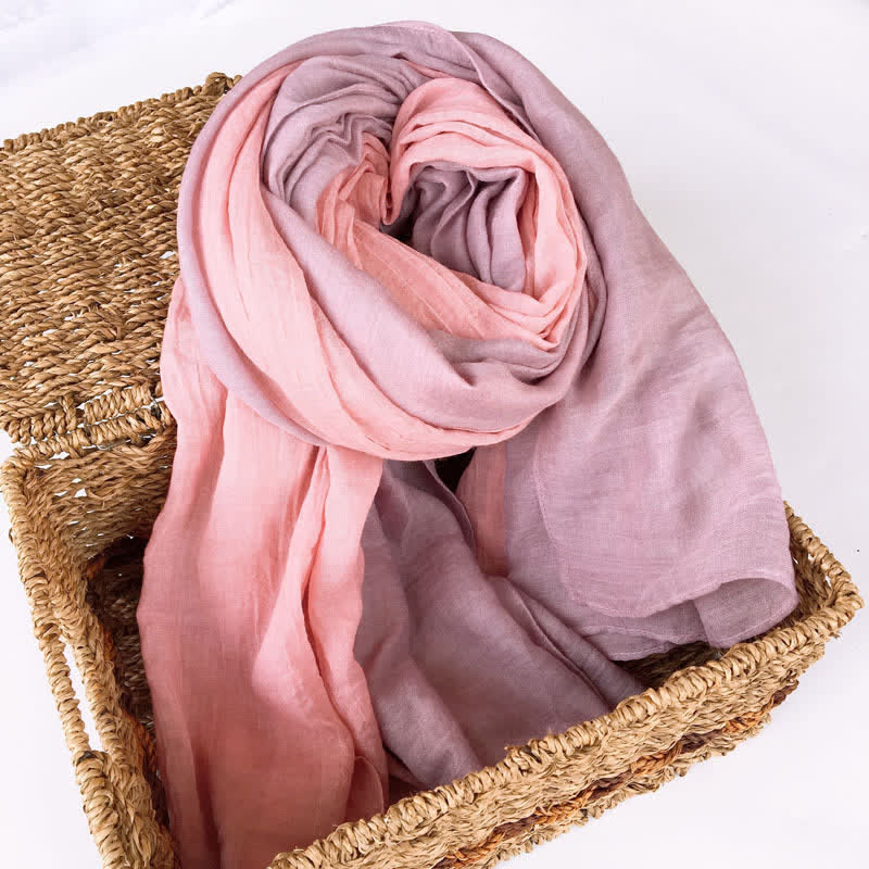 Stylish Two Color Matching Cotton Linen Thin Scarf - Image 10