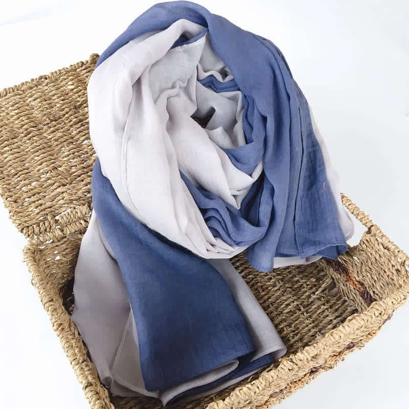 Stylish Two Color Matching Cotton Linen Thin Scarf - Image 11