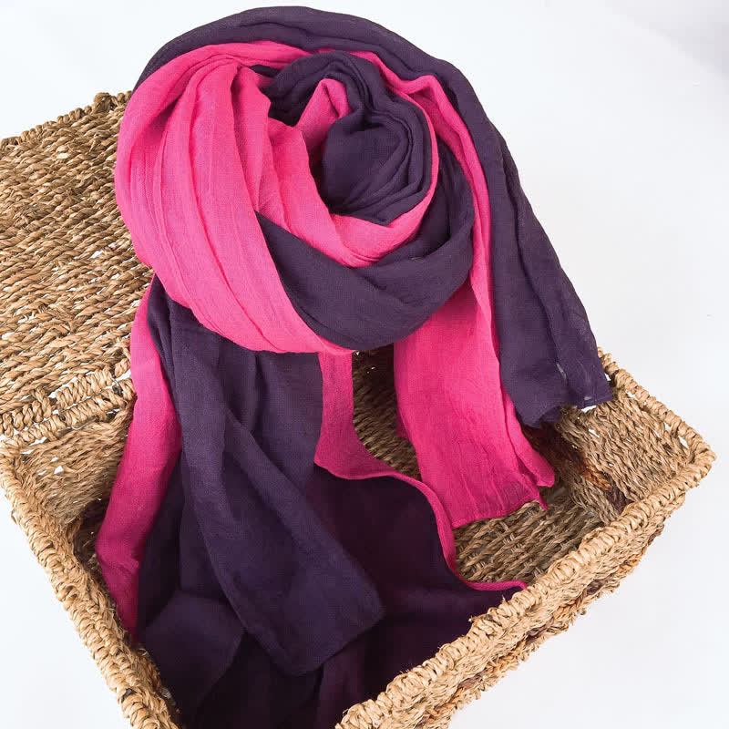 Stylish Two Color Matching Cotton Linen Thin Scarf - Image 12