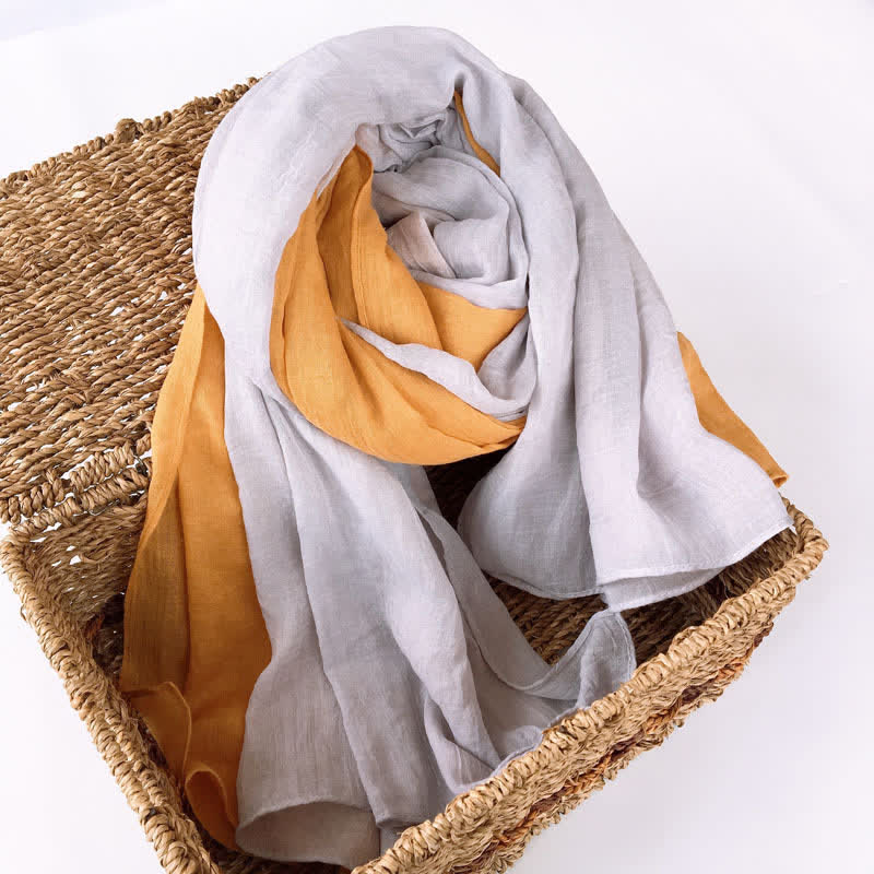 Stylish Two Color Matching Cotton Linen Thin Scarf - Image 14