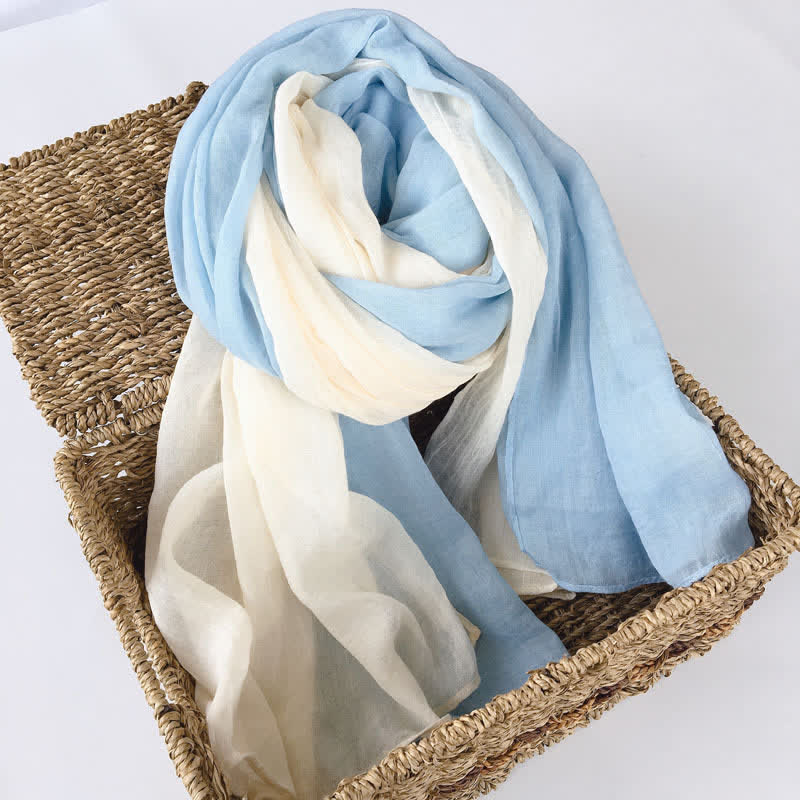 Stylish Two Color Matching Cotton Linen Thin Scarf - Image 15