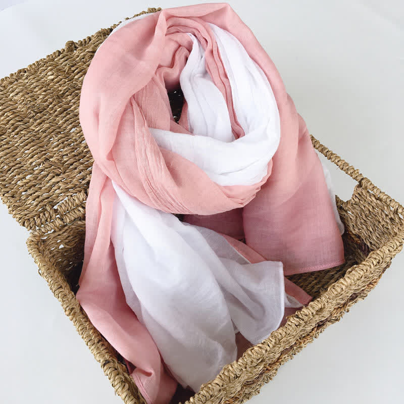 Stylish Two Color Matching Cotton Linen Thin Scarf - Image 16