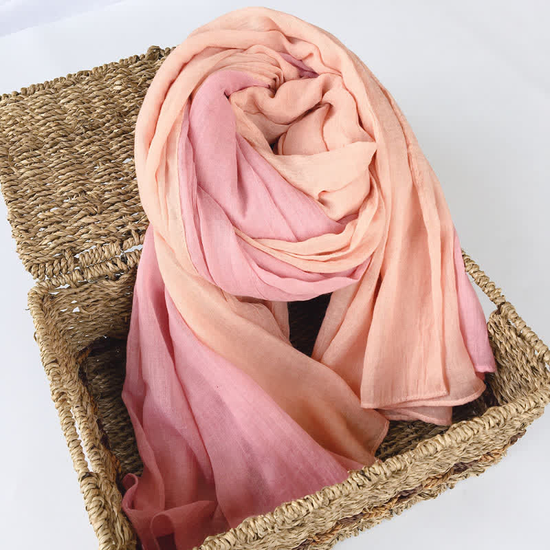 Stylish Two Color Matching Cotton Linen Thin Scarf - Image 17