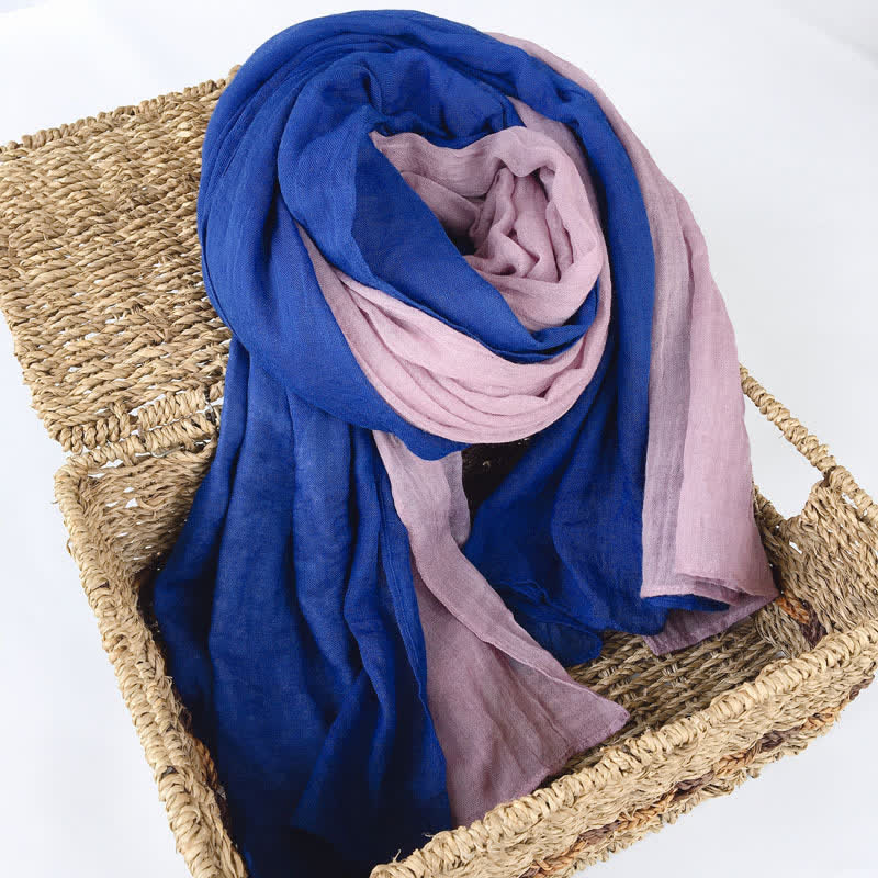 Stylish Two Color Matching Cotton Linen Thin Scarf - Image 18