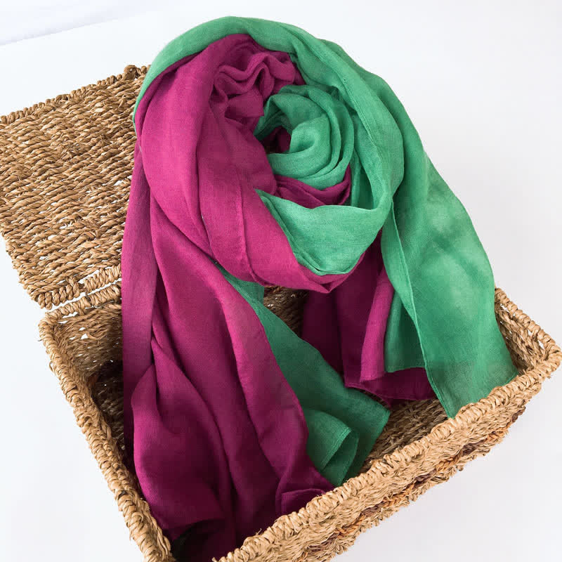 Stylish Two Color Matching Cotton Linen Thin Scarf - Image 19