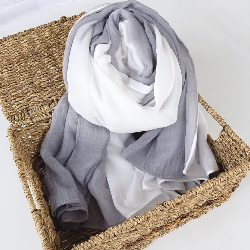 Stylish Two Color Matching Cotton Linen Thin Scarf - Image 2