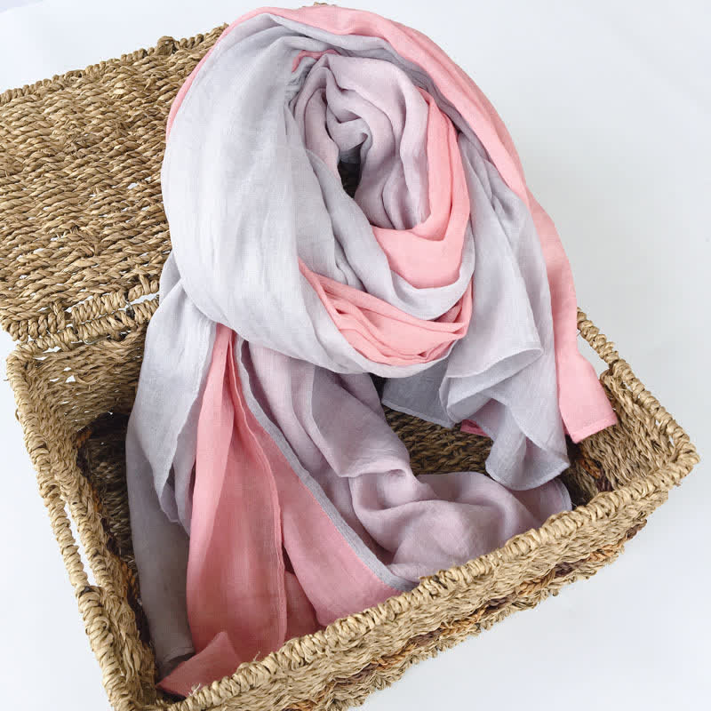 Stylish Two Color Matching Cotton Linen Thin Scarf - Image 3