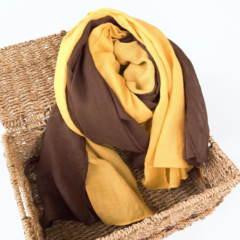 Stylish Two Color Matching Cotton Linen Thin Scarf - Image 4