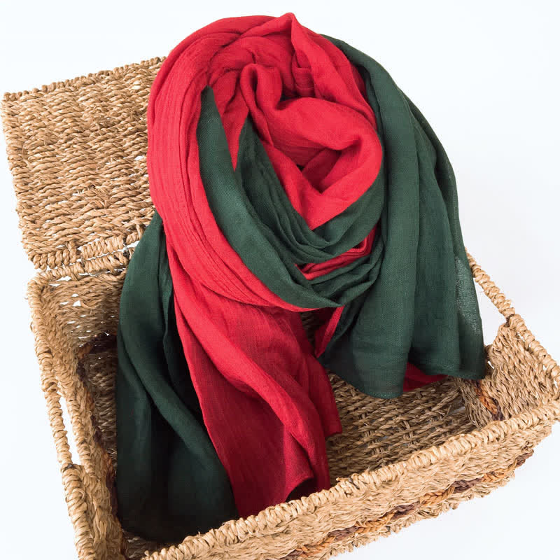 Stylish Two Color Matching Cotton Linen Thin Scarf - Image 5