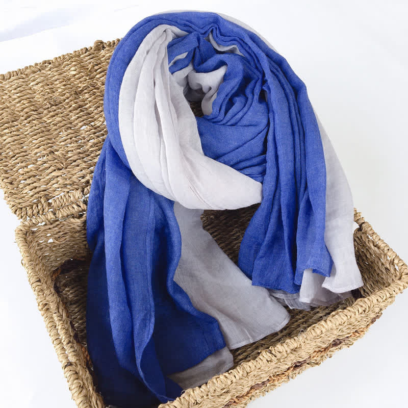 Stylish Two Color Matching Cotton Linen Thin Scarf - Image 6