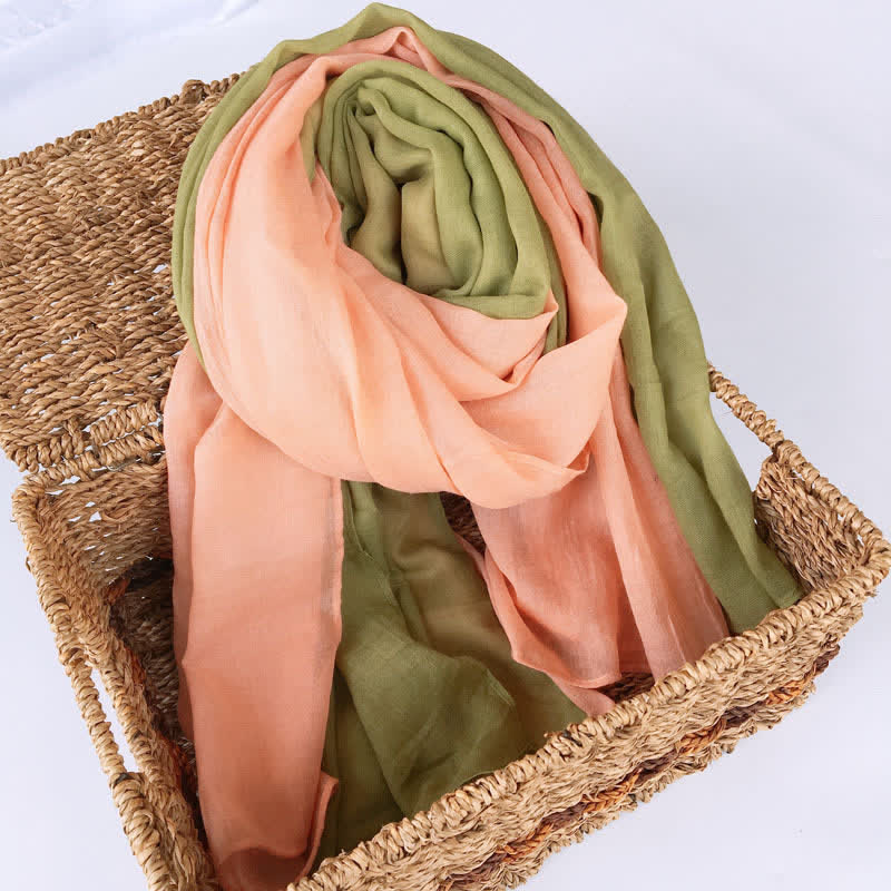 Stylish Two Color Matching Cotton Linen Thin Scarf - Image 7