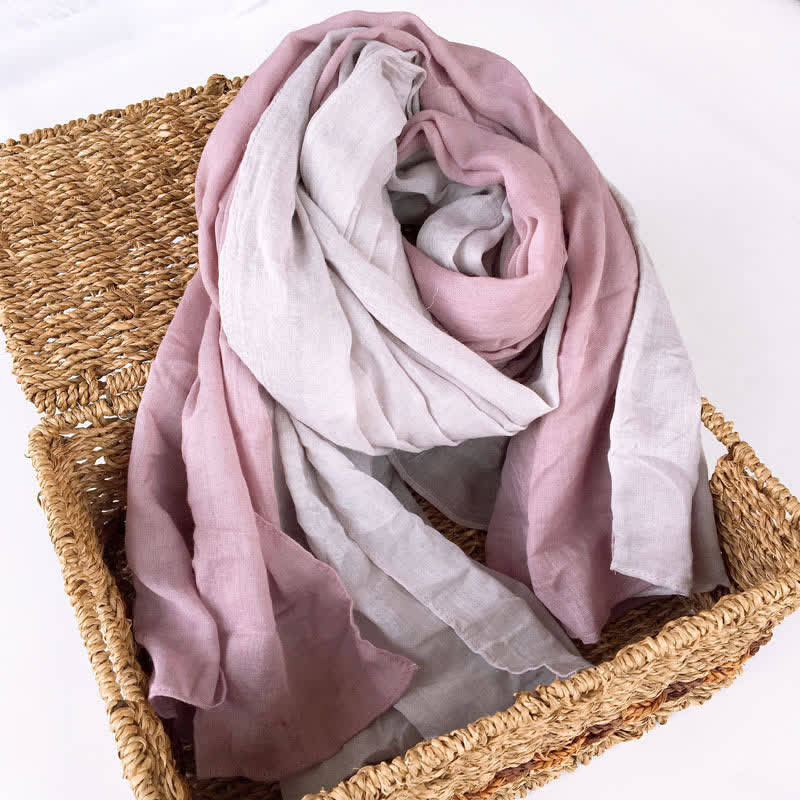 Stylish Two Color Matching Cotton Linen Thin Scarf - Image 9